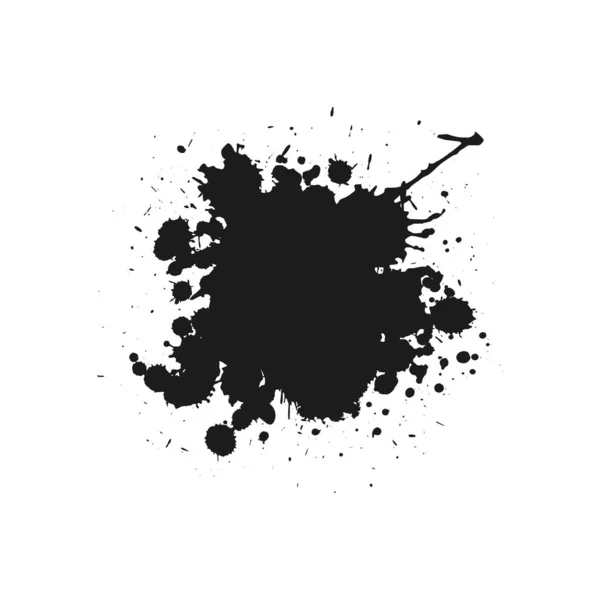 Краска Чернила Пятно Всплеск Белом Фоне Круглый Ручной Рисунок Черно — стоковый вектор