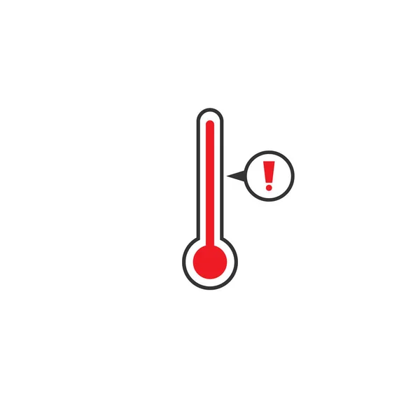 Termometer Med Utropstecken Isolerad Vitt Temperaturmätare Extremt Hög Temperatur Sjukdom — Stock vektor