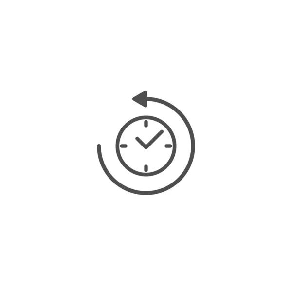 Reloj Con Flecha Redonda Icono Plano Aislado Blanco Repita Pictograma — Vector de stock