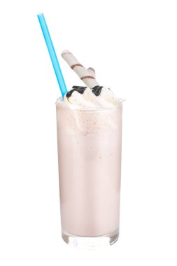 Milkshake gözleme saman ile beyaz izole