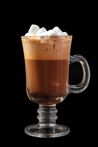 Cocoa with marshmallow isolated black — Stock Photo, Image