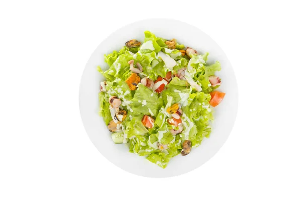 プレート ホワイト分離のシーフード サラダ — ストック写真