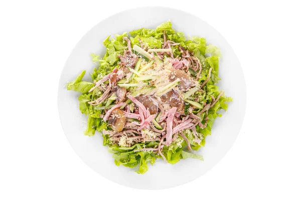 İzole salatası jambon ve mantar beyaz