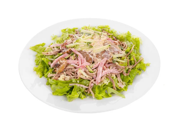 İzole salatası jambon ve mantar beyaz