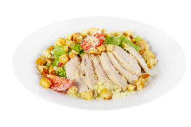 Sezar Salata tavuk plaka beyaz izole