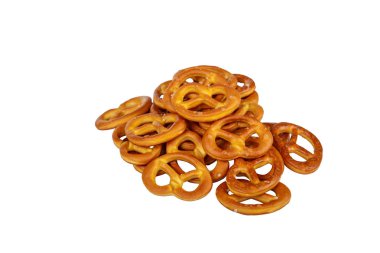 Aperatif, tanımlama bilgileri, Tuzlu bisküvi, brezel, bretzel izole bira önünde alkol, beyaz arka plan yan görünüm için. Menü, Restoran, bar, kafe için