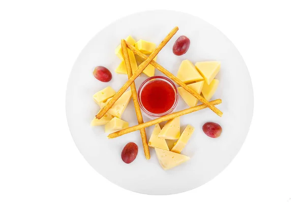 Lanche, aperitivo antes de álcool alimentos brancos isolados — Fotografia de Stock