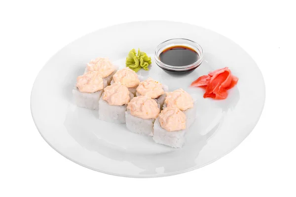 Sushi, rollos sobre un fondo blanco aislado — Foto de Stock
