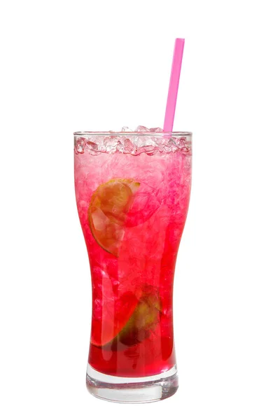 Cocktail estivo rosa su sfondo bianco isolato — Foto Stock