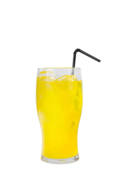 隔离的白色背景的夏季黄色鸡尾酒 — 图库照片