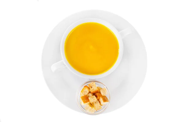 Суп у білій тарілці ізольований білий — стокове фото