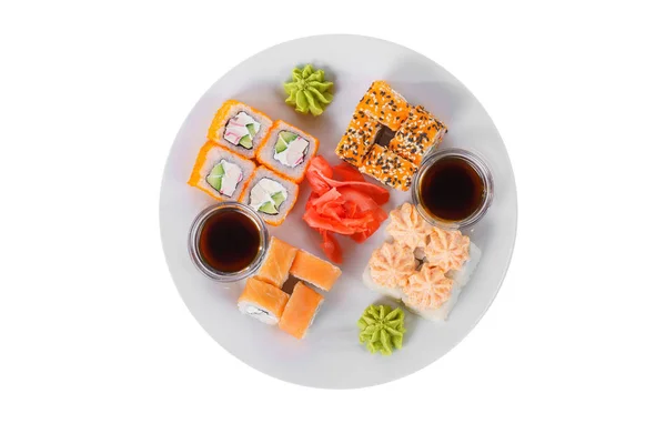 Sushi, rolls on a white isolated background — Stock Photo, Image