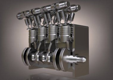 Bir gri gümüş renkli araba motoru