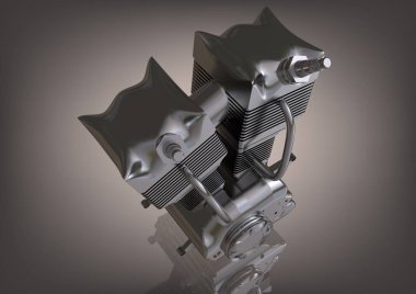 Bir motosiklet gümüş motor bir gri