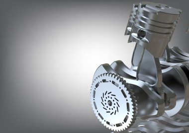 Bir gri gümüş renkli araba motoru