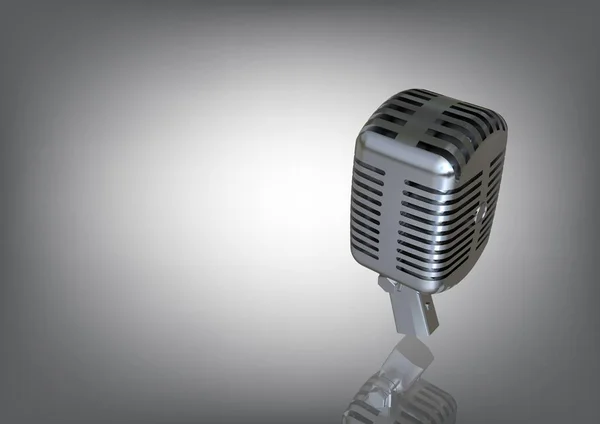 Silvery microphone on a gray — Stock Photo, Image