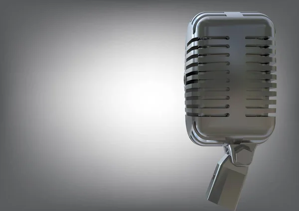 Silvery microphone on a gray — Stock Photo, Image