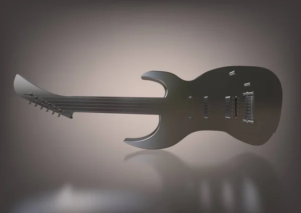 Srebrny gitara na szarym. 3D — Zdjęcie stockowe