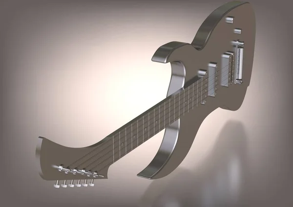 Gümüş gri bir gitar. 3D — Stok fotoğraf