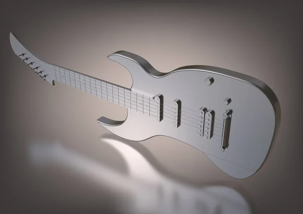 Silberne Gitarre auf grauem Grund. 3d — Stockfoto
