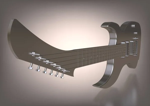 Серебряная гитара на сером. 3d — стоковое фото