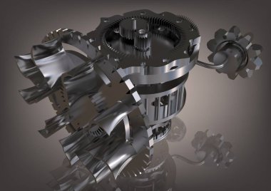 Bir gri gümüş dişli mekanizması