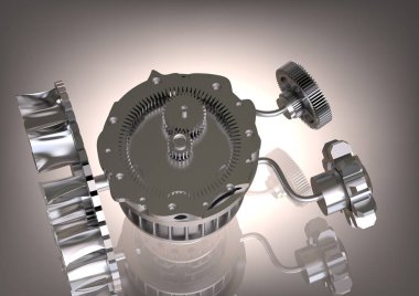 Bir gri gümüş dişli mekanizması