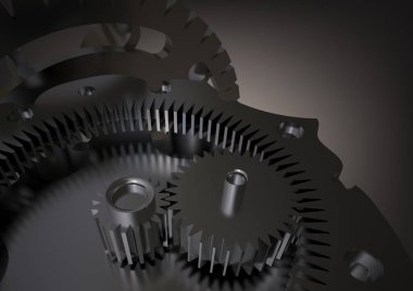 Bir gri gümüş dişli mekanizması