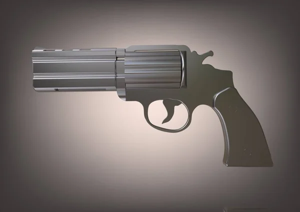 Silver revolver on a gray — Stock Photo, Image