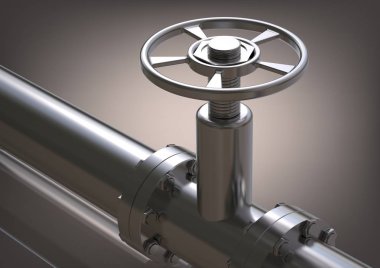 Gümüş gri bir arka plan üzerinde boru hattı. 3D render