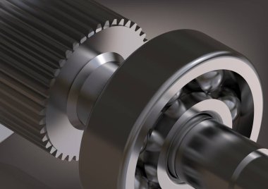 Gümüş yatak ve dişli bir gri