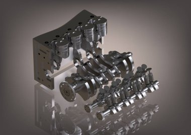 Bir gri gümüş renkli araba motoru demonte 