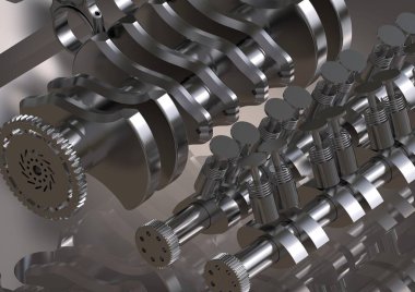 Bir gri gümüş renkli araba motoru demonte 