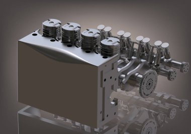 Bir gri gümüş renkli araba motoru demonte 