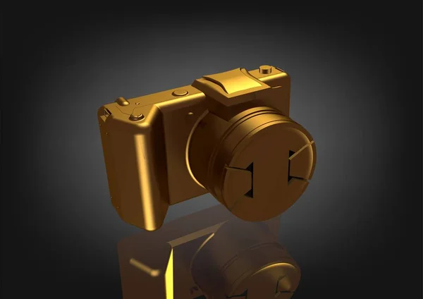 Gouden camera op een zwart — Stockfoto