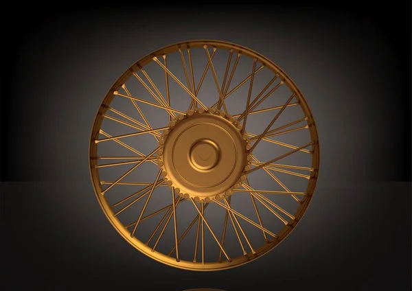 Moto de roda de ouro em um preto — Fotografia de Stock