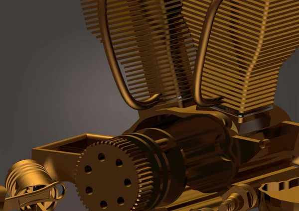 Szétszerelt egy fekete arany motor — Stock Fotó