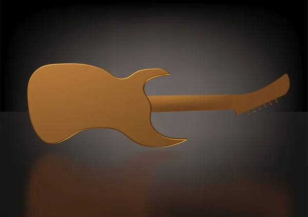 Guitarra dourada em um preto — Fotografia de Stock