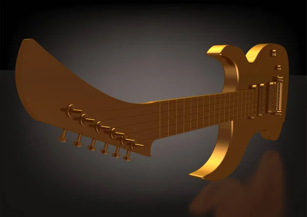 Arany gitár, fekete — Stock Fotó