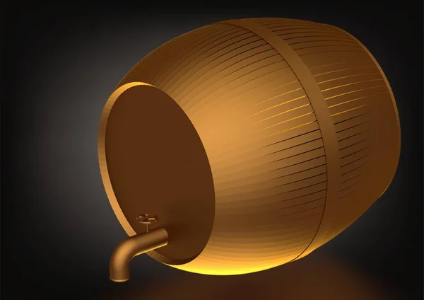 Um barril dourado em um preto — Fotografia de Stock