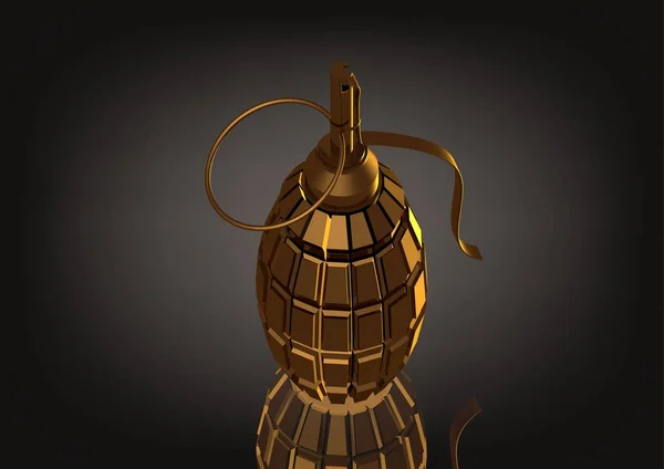 Golden grenade on a black background — Stock Photo, Image