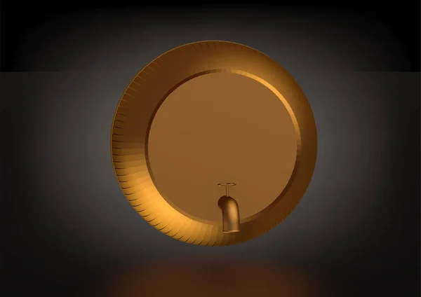 Um barril dourado em um preto — Fotografia de Stock
