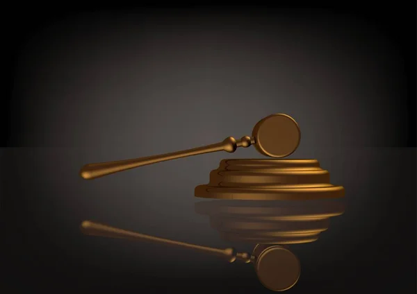 Martelo de ouro do juiz em um preto — Fotografia de Stock