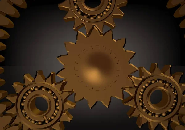 Golden planetary gear on a black — Stock Photo, Image