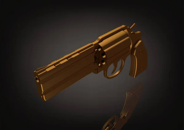 Gouden revolver op een zwart — Stockfoto