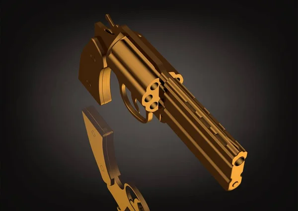 Gouden revolver op een zwart — Stockfoto