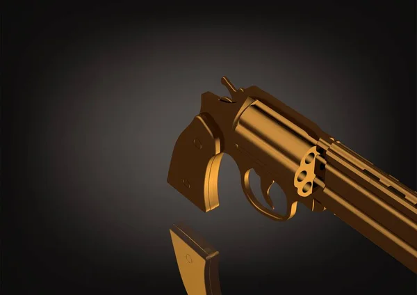 Zlatý revolver na černém — Stock fotografie