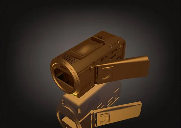 Gold camera on a black