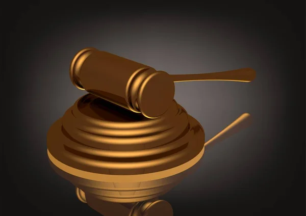 Golden hammer of the judge on a black — Stock Photo, Image