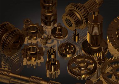 Bir siyah altın cogwheels